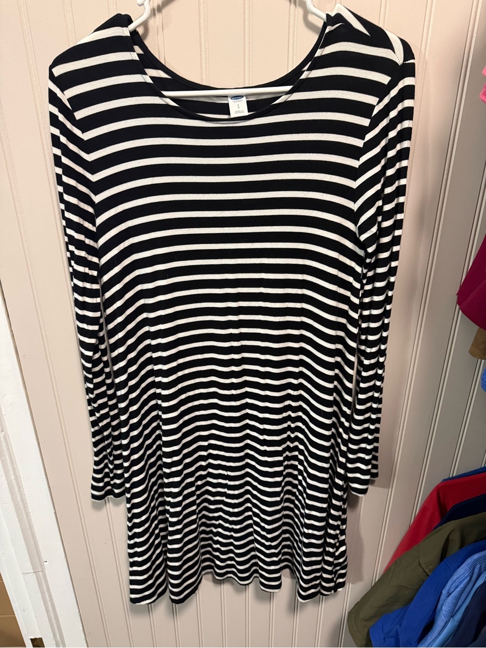 Black and White Striped Long Sleeve Dress